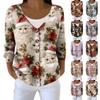 Damemote Langermet Christmas Snowman Snowflake Print Jakke Cardigan