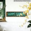 2D Flat 1pc Vintage 'Happy Campers Sign' Wall Decor. Metal Wall Sign | 15.7×3.94inch Rustic Aluminium Decorative Sign Art for Home, Bedroom, Bar