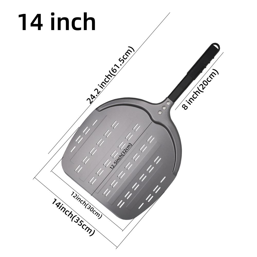 12 13 14Inch Pizza Peel Long Handle Turning Aluminum Pizza Turner Nonstick Baking Tool Perforated Paddle Kitchen Accessory