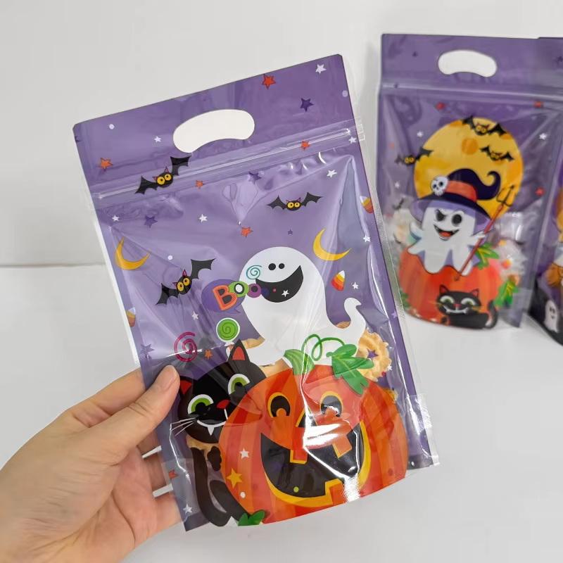 50Pcs Halloween Candy Bag Cartoon Pumpkin Ghost Gift Cookies Bags Halloween Party Decor Kids Trick Or Treat Favors