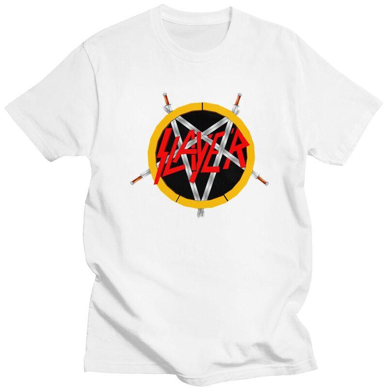 Custom Heavy Metal Rock Slayers Logo T Shirts Men ShortSleeve Tshirt Casual Tee 100 Cotton Oversized Tshirt Gift