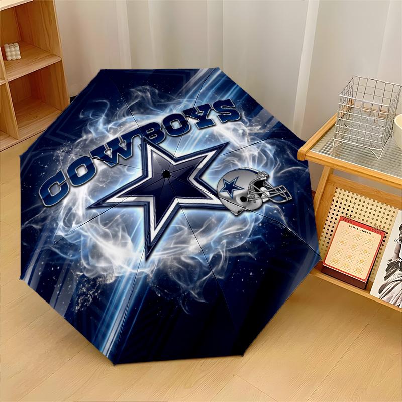 Dallas Cowboys Print Auto 8?Ribs Folding Umbrella Wind Resistant Lightweight Automatic Umbrella For Daily Travel