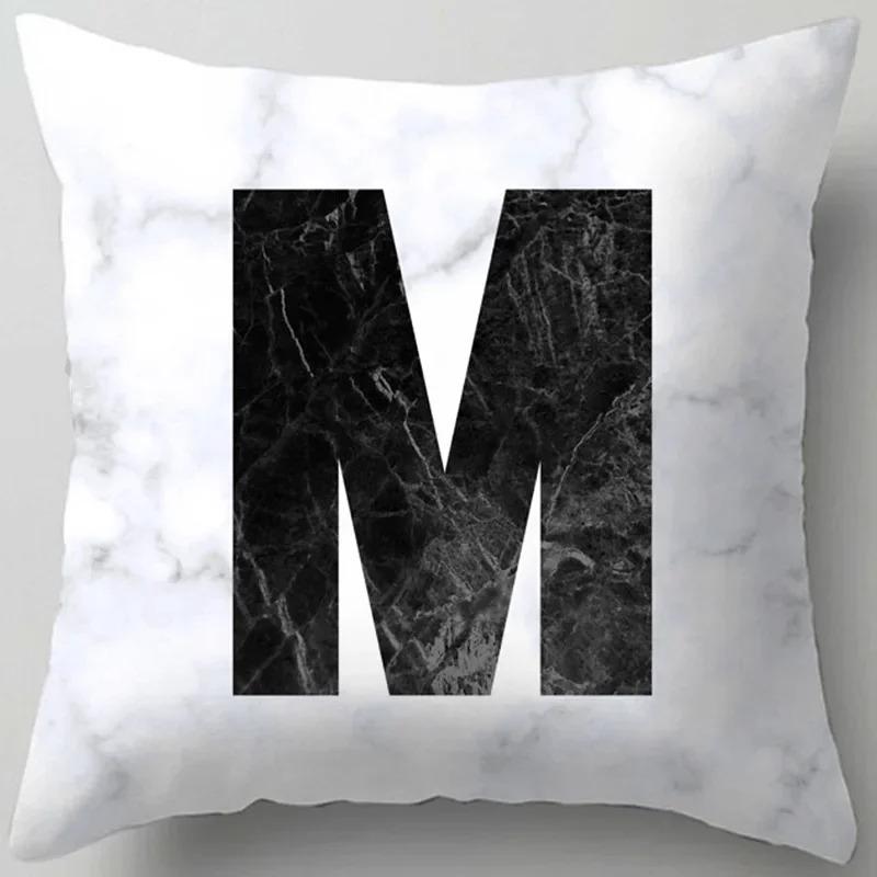 Home Decor Marble Letter Printed Pillowcase Decorative Pillow Sofa Cushion Cover