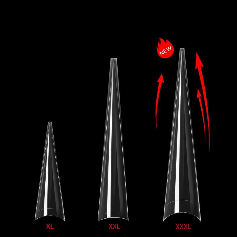 

300-500 10 размеров Женщины Супер длинные накладные накладные ногти Наконечники для ногтей своими руками Прозрачные мягкие гелевые наконечники для акрила