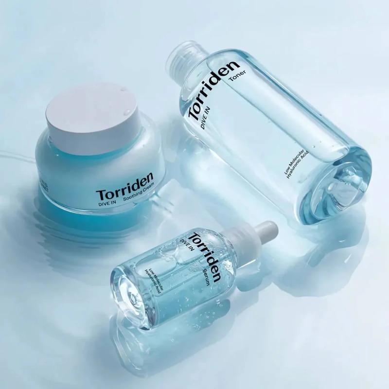 TORRIDEN Dive-In Skincare 4-Step Set (Toner 300ml + Serum 50ml + Soothing Cream 100ml + Sheet Mask 10 Sheets)