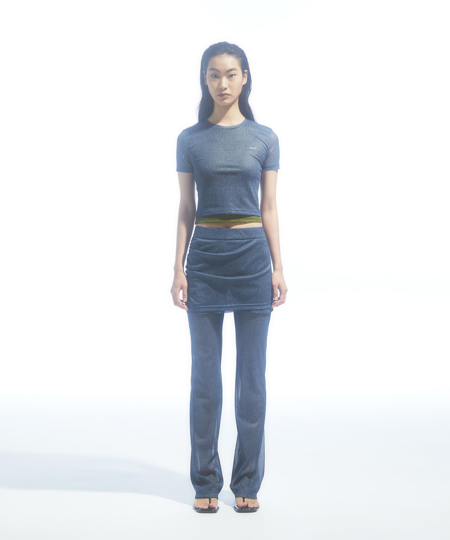 Dre Overlay-Mesh Denim T-Shirt_Indigo Indigo/36