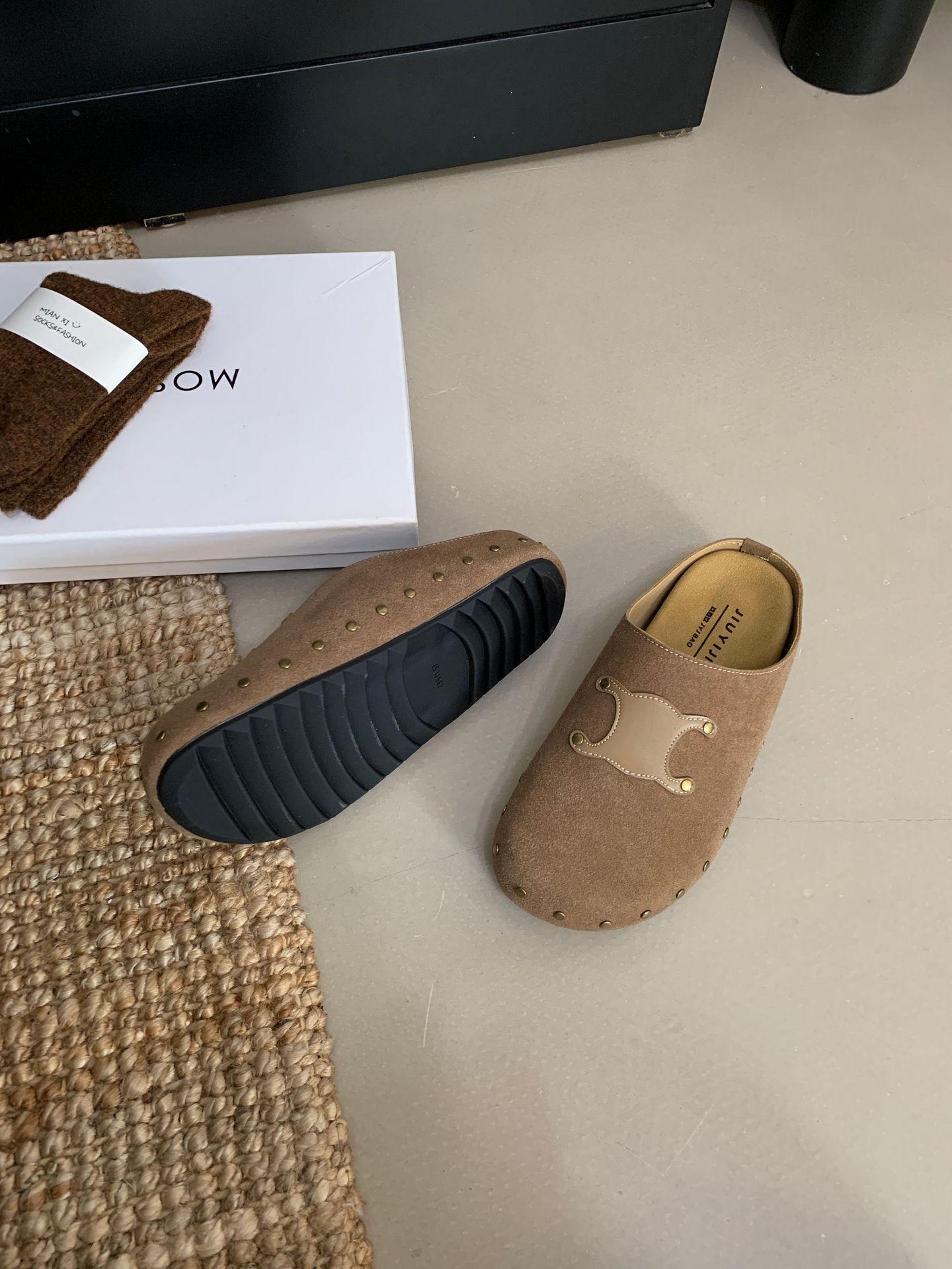 

Туфли на толстой подошве с внутренней платформой, увеличивающей рост, осень 2025, новые, ретро, Мори, на одном педале, ленивые, с закрытым носком, полушлепанцы 39 песочный