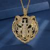 Jewelry Copper Bottom Gold-Plated Leopard Head Epoxy Luxury Inlaid Temperament Pendant Necklace Jewelry