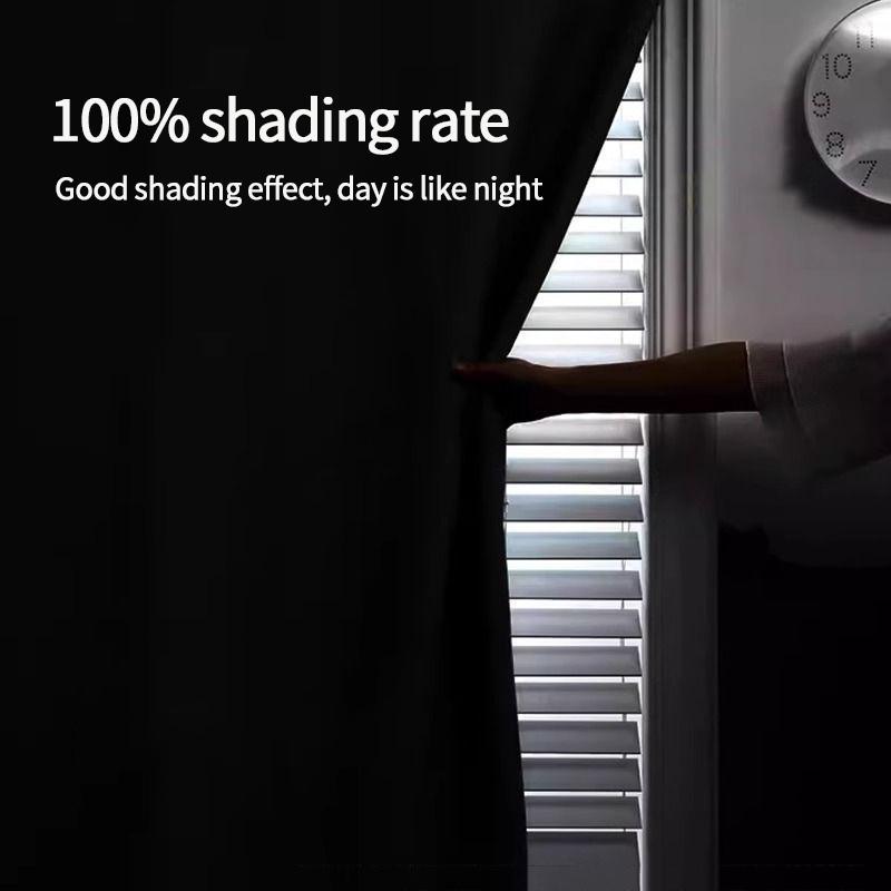 Solid Color 100% Blackout Curtains Convenient No Drilling Window Curtains for Living Room Bedroom Sun Protection Privacy Drapes