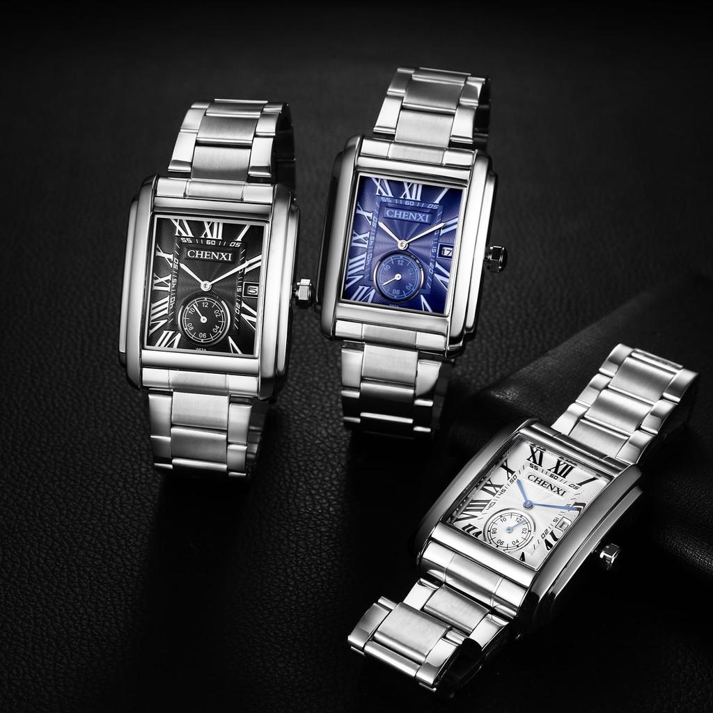 Quadratisch Wasserdicht Römisch Analog mit Edelstahl Beliebtes Quadratisches Uhr für Herren Ein Tolles Geschenk für oder Herren-Uhrarmband. Antik, Einfach, Stilvoll, -