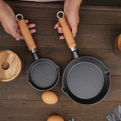 New Uncoated Cast Iron Frying Pan Thickened Black Non Stick Frying Pan Mini Cooking Pot Household