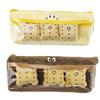Style Soft Pencil Bag With Dual Compartment Cookie Pattern For School Supplies