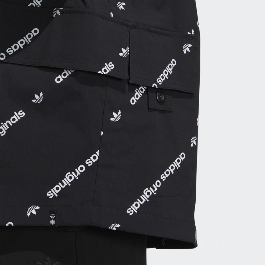 Adidas Originals Trefoil All-Over Logo Print Single-Breasted Blazer Unisex Outerwear Black HU1241