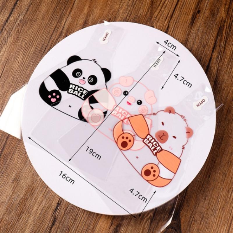 50Pcs Cartoon Pattern Japanese Triangle Seaweed Onigiri Wrappers Sushi Bento Disposable Packing Bags Making Mold Bento Accessory