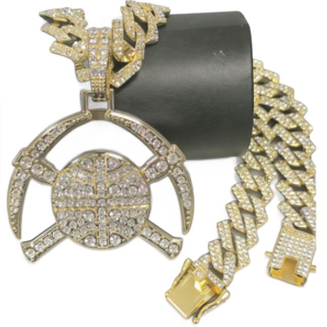 Vollständig Diamantbesetzter Kubanischer Kettenanhänger, Denver Nuggets Logo Diamant-inlaid Halskette, Personalisierter Hip-Hop Schmuck für Herren Auf Lager