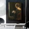 Vintage Portret van een Jonge Vrouw Poster Renaissance Vrouw Die Piano Speelt Olieverf Canvas Schilderij Slaapkamer Muurkunst Decor