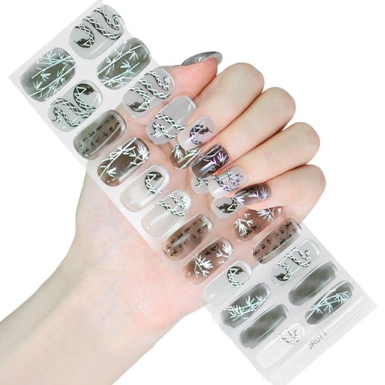 1 sada gelových nálepek na nehty pro křehké nehty Snadné odstranění Vodotěsné nálepky na nehty DIY obtisky na nehty s pilníkem Dřevěná tyčinka Vatový tampon