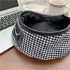 Vintage Plaid Hat With Chain Cool Fashionable Japanese Beanies Metal Patch Beret Elegant Sweet Trendy Street Painter Hat
