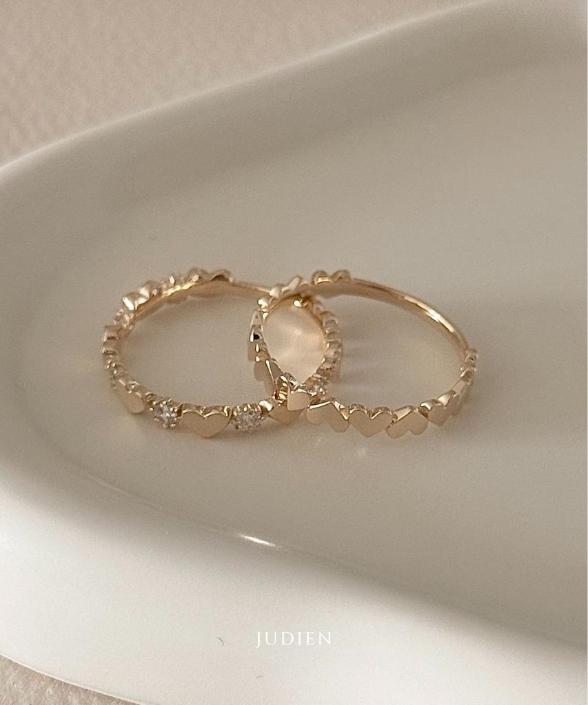 Judien 10K 14K 18K Hachu Heart Plain Ring