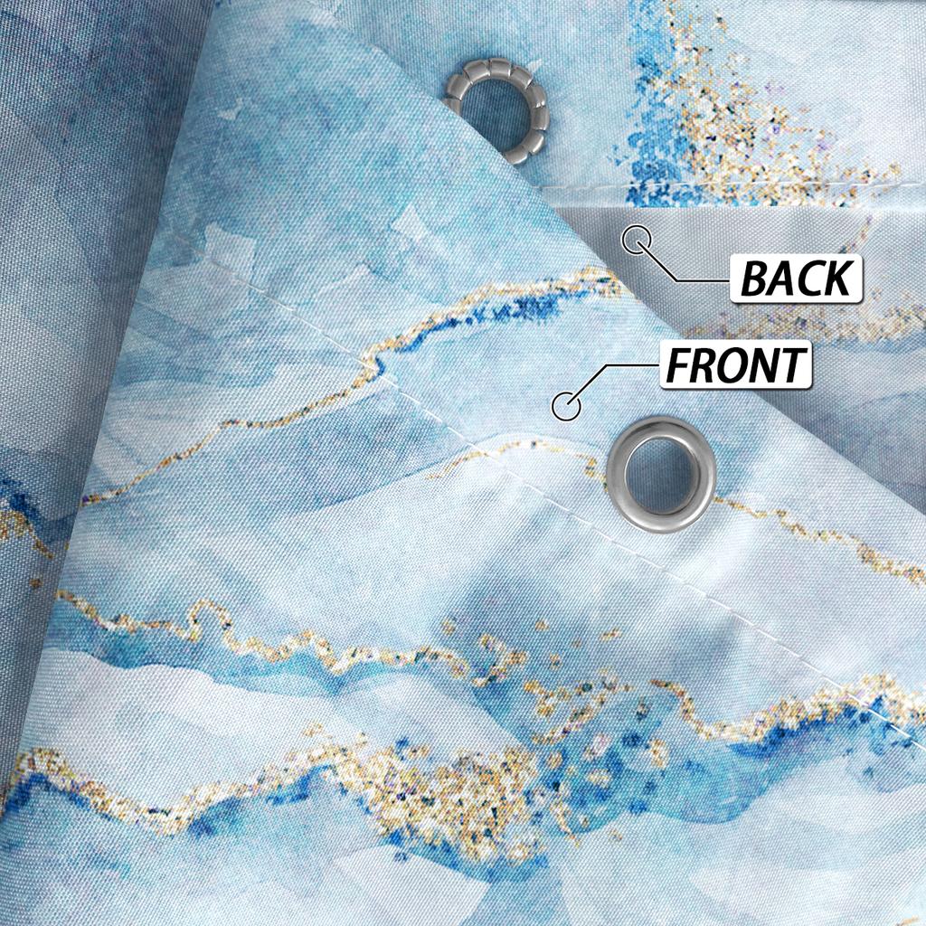 1 Piece of 180x180cm Blue Marble Pattern Digital Printing Shower Curtain Partition Bathroom Waterproof and Mold Resistant