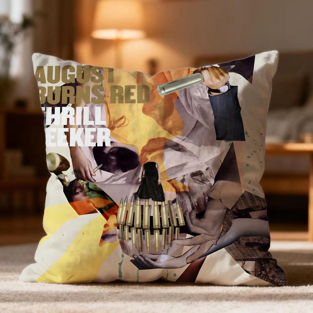 Popular A-AAugust Burns Red Cushion Cover Soft Washable Pillow Case Multi-Scene for Couch Bed Travel Office Use