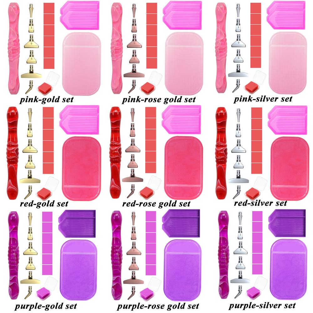 5D Resin Diamond Painting Pen Alloy Replacement Pen Heads Multi Placers Point Drill Pens Diamond Painting Mat Glue Clay Tray Set