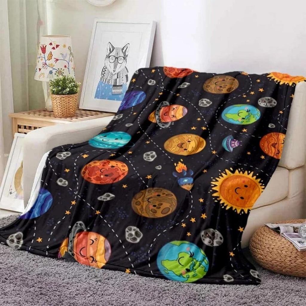 Galaxy Stars In Space Digital-printed Polyester Bedroom Velvet Flannel Cover Blanket Fleece Soft Sofa Cover Blankets for Beds