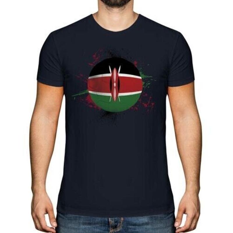 Kenya Flag Circle Grunge T-shirt XXXL