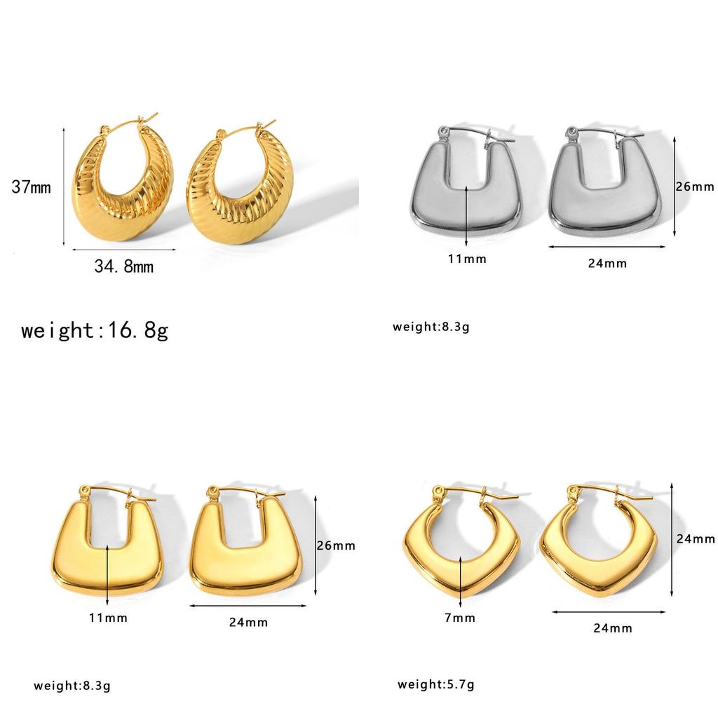 Geometric Gold Stainless Steel Earrings For Women Fashion Jewelry Gift For Ladies