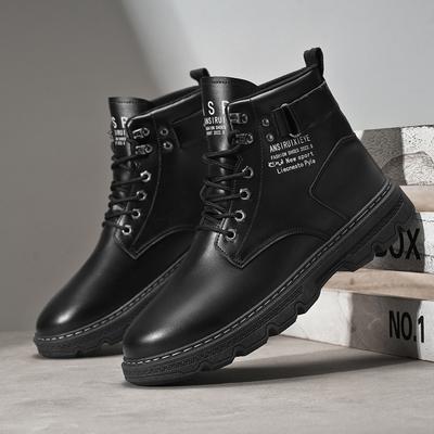 Autumn Men's New High Top Men's Trendy Versatile Thick Soled Workwear Casual Black Short Boots