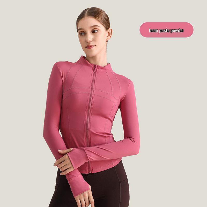Women's Slim-Fit Quick-Dry High Elastic Yoga Jacket with Stand Collar