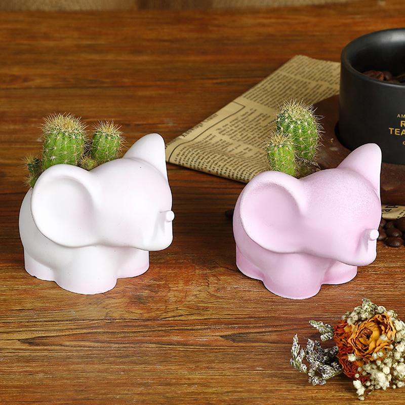 Elephant Shape Silicone Planter Pot Mold Diy Cactus Succulent Planters Mould Gypsum Clay Epoxy Resin Vase Molds