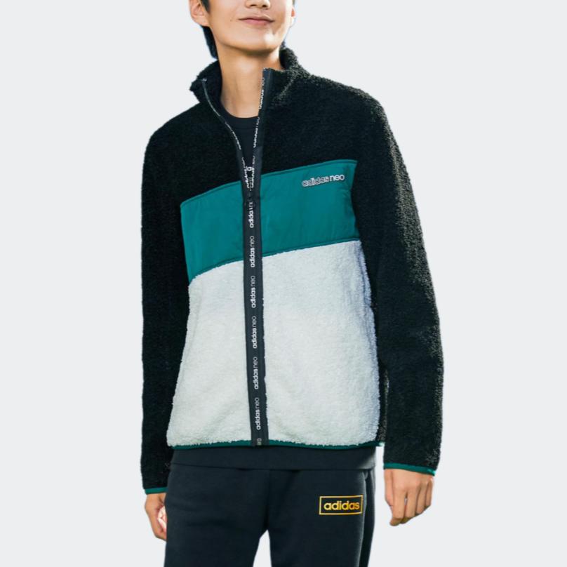 Adidas Neo Branded Logo Varsity Jacket Men Outerwear Black Han-Jade-White GU0840