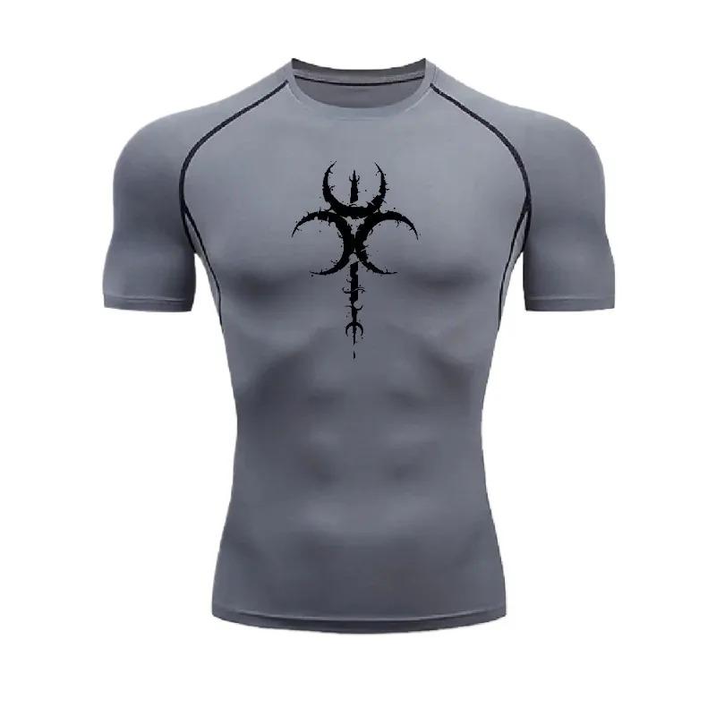 Men Tight-fitting Comfortable Sportswear Boxing Training Fashion Quick-drying Summer Comfortable Athletic Moisture-Wicking Casual Compression T-shirt