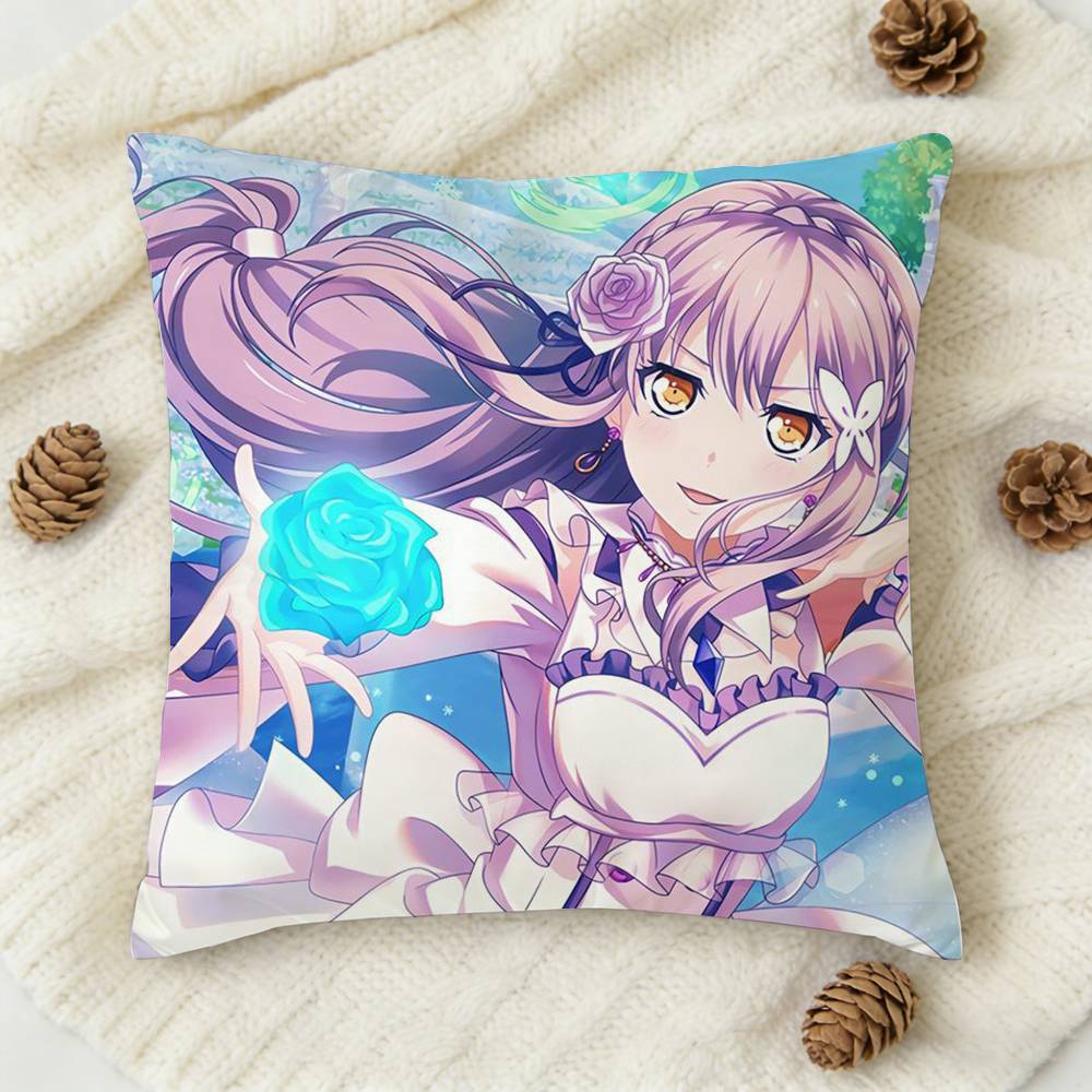 Anime BanG Dream Doublesided Printed Square Decorative Cushion Cover for Sofa Living Room Home Decor