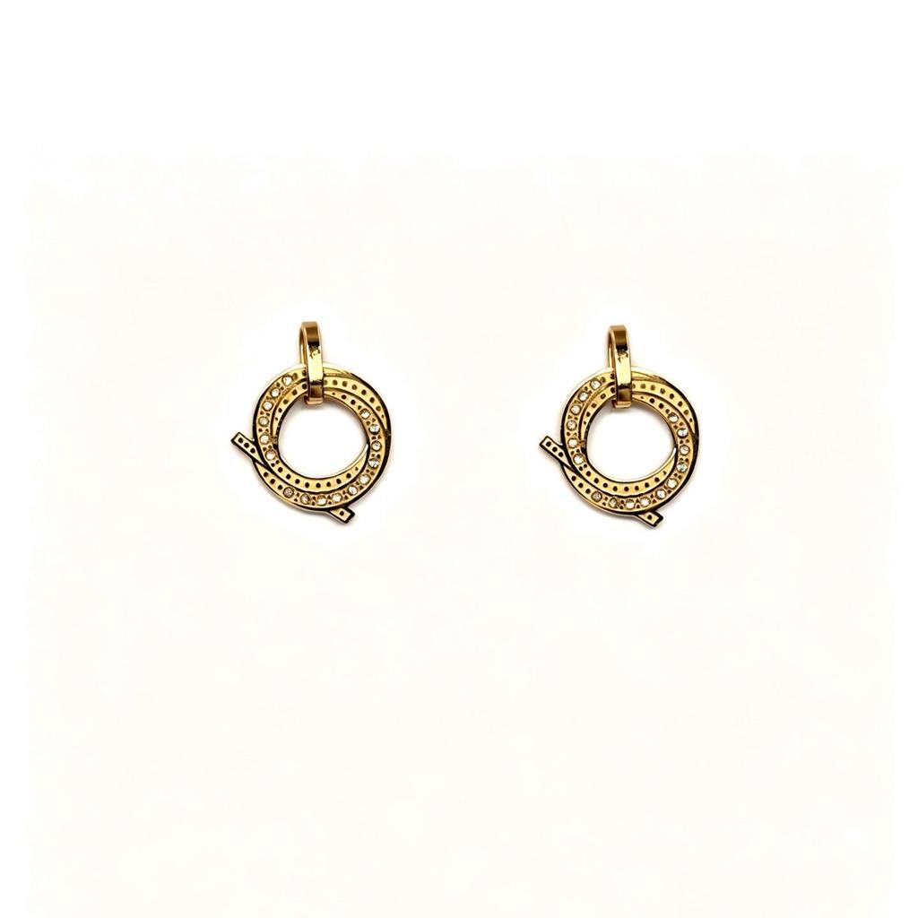 Q-Shaped Diamond-Encrusted Cross Stud Earrings - European-American High-End Geometric Ear Jewelry