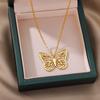 Stainless Steel Butterfly Pendants Necklaces for Women Goth Fashion Gold Color Choker Necklace Aesthetic Wedding Jewelry Gift