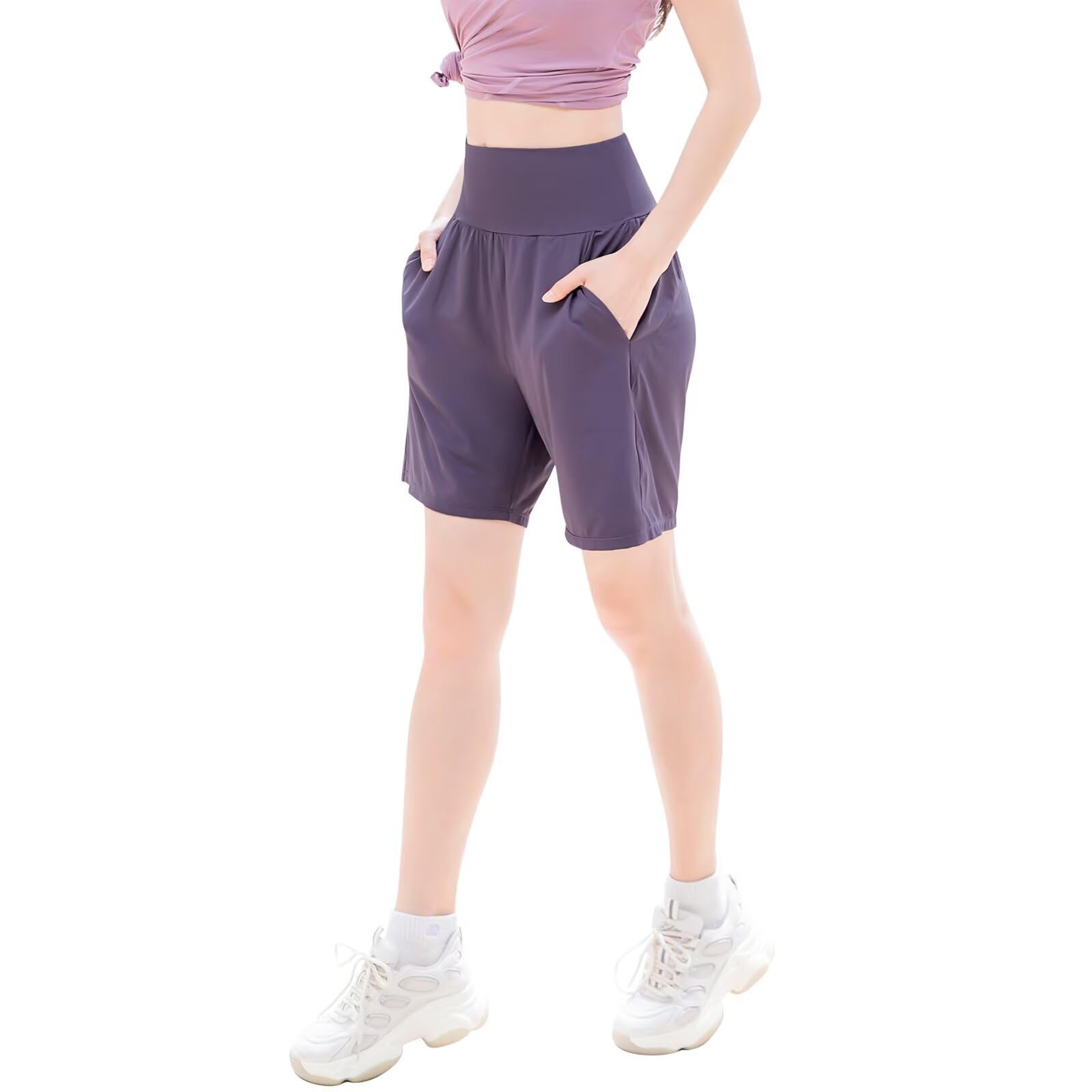 

Rovidorx Беговые Спортивные Свободные Йога Женские Шорты, Шорты, Быстросохнущие, Облегающие, Спортивная одежда, Тренировочные, Брюки, Фитнес, Спортзал, Тонкие, Охлаждающие, Летние, фиолетовый