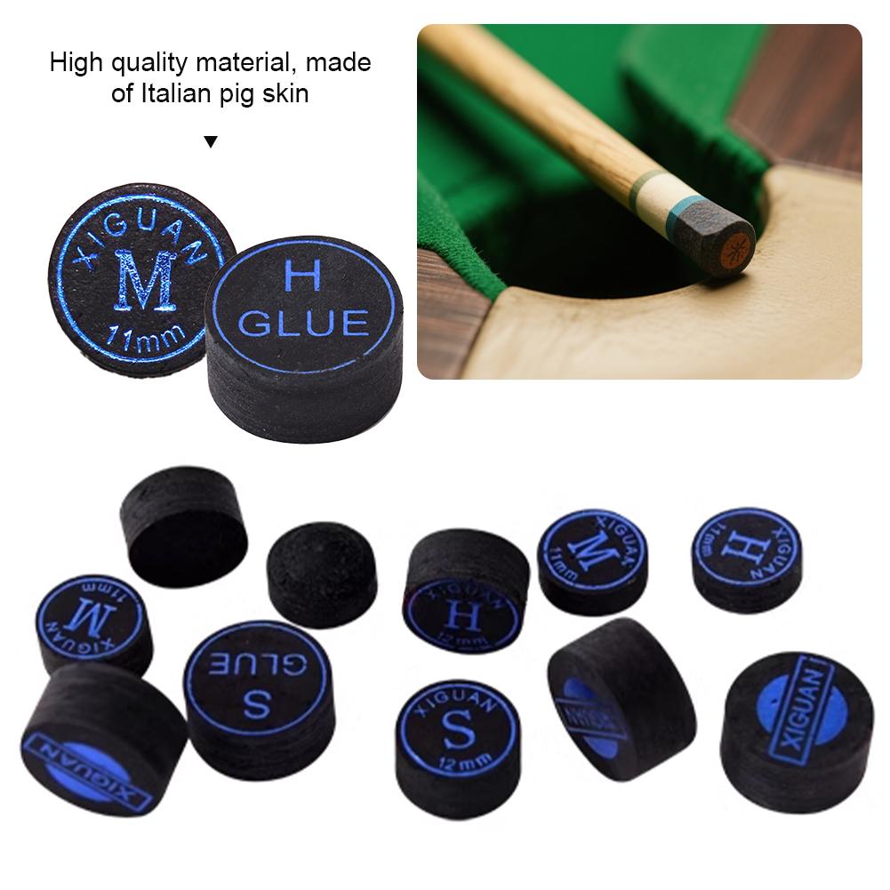 1PC 11/14MM Multi-Layer Pigskin Billiard Cue Tip Black Gemstone Snooker Nine-Ball Cue Tip Billiards Equipment