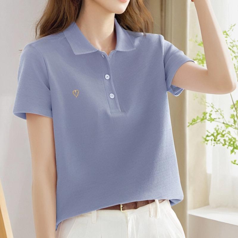 Short-sleeved Polo Collar Shirt Women's Summer Loose Top Casual Shirt