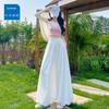 Fashion Flower Bud Skirt Pants Women Summer High Waist Slimming Loose Casual Wide Leg Pants Lazy Feeling Drape Thin Bloomers