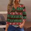 Women's Casual Fashion V-neck Loose Versatile Christmas Print Three-quarter Sleeve Top