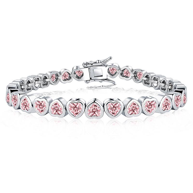 French Romantic Hemming Heart-shaped Zircon Love Bracelet, Fashion Trend 2026 6.5inch (16.5cm)