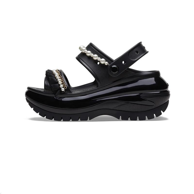 (WMNS) Crocs Mega Crush Pearl Ruffle Sandal Black Women s 210179 EU 37-38