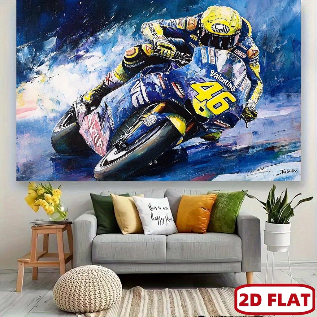 2D Plane - 1 Motorcycle Racing Background | Dynamic colors and speed illustrations, large polyester banner,