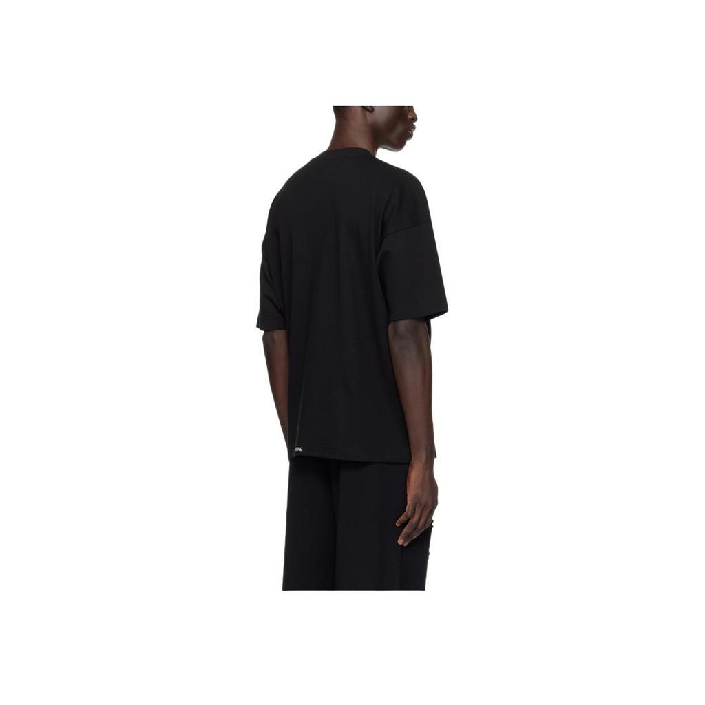 We11done Spine Skull Pattern Printed Embroidered Crew Neck Pullover Short Sleeve T-Shirt Men T-Shirts Black WD-TT1-24-720-U-BK