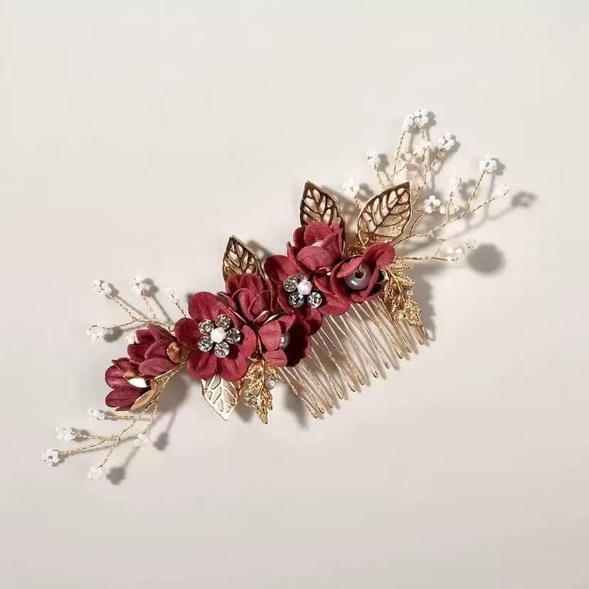 Gold Bridal Headwear: Handmade Pearl Hair Accessories Set