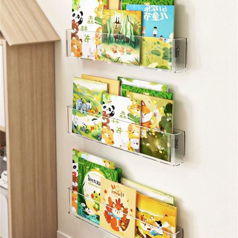 Pet Material Acrylic Book Display Stand Versatile Acrylic Wall Mount Magazine Holder Easy to Clean Book Support Holder