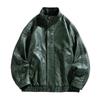 New Fattened Plus Size Leather Jacket Men's PU Leather Tooling Large Size Leather Jacket Men's Stand-Up Collar Locomotive Douyin Cross