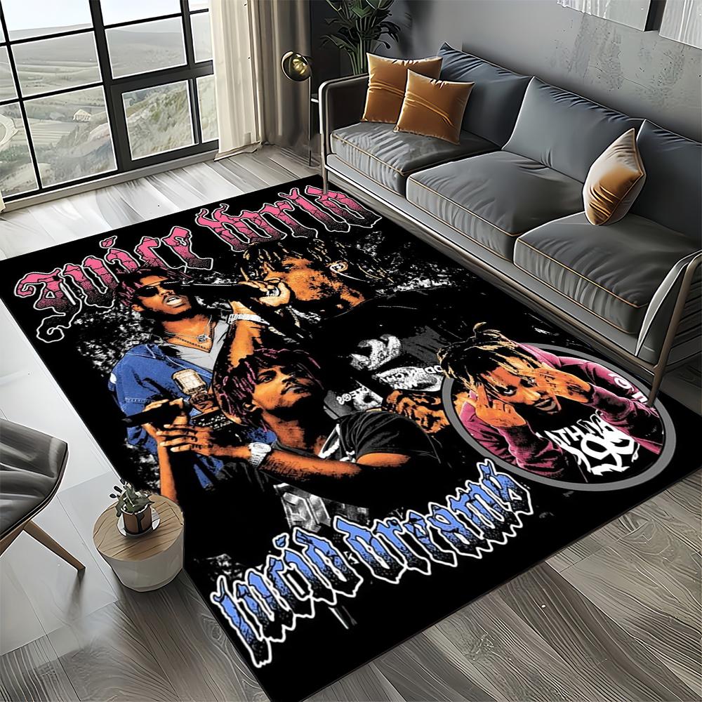 3D-Druck Juice WRLD 999 Legende Rapper Album Teppich für Wohnzimmer Schlafzimmer Haus Sofadekoration, Kinderspiel Rutschfeste Fußmatte